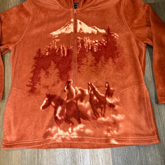 Bit & Bridle Jacket Women's 1X Fleece 1/2 Zip Chore Pullover Cabin Cottage Rodeo - Picture 9 of 9